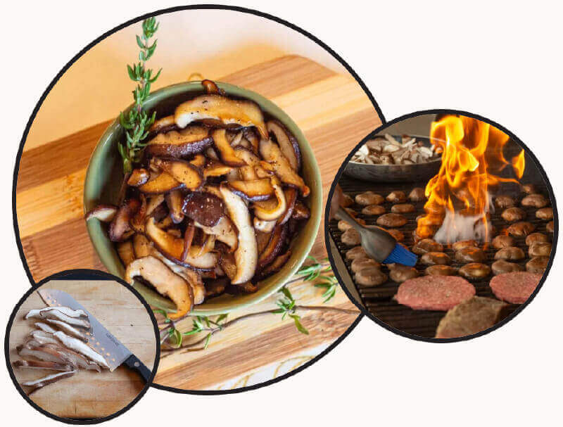 Image cluster of ways to prepare Shiitake Mushrooms